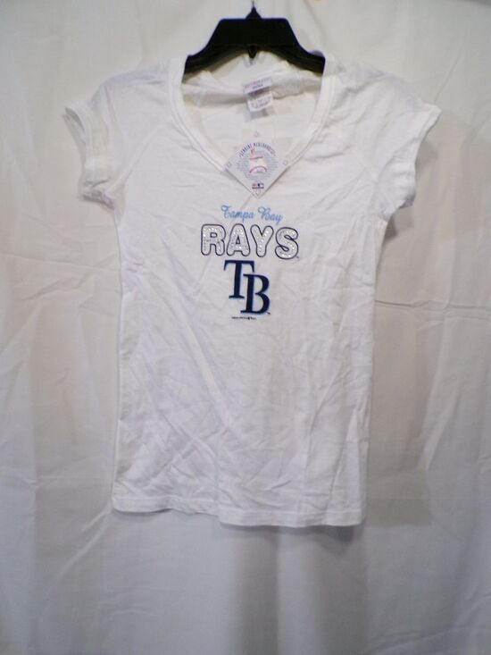 Campus Lifestyle Tops - Campus Lifestyle Tampa Bay Rays Women's V-Neck T-Shirt S White